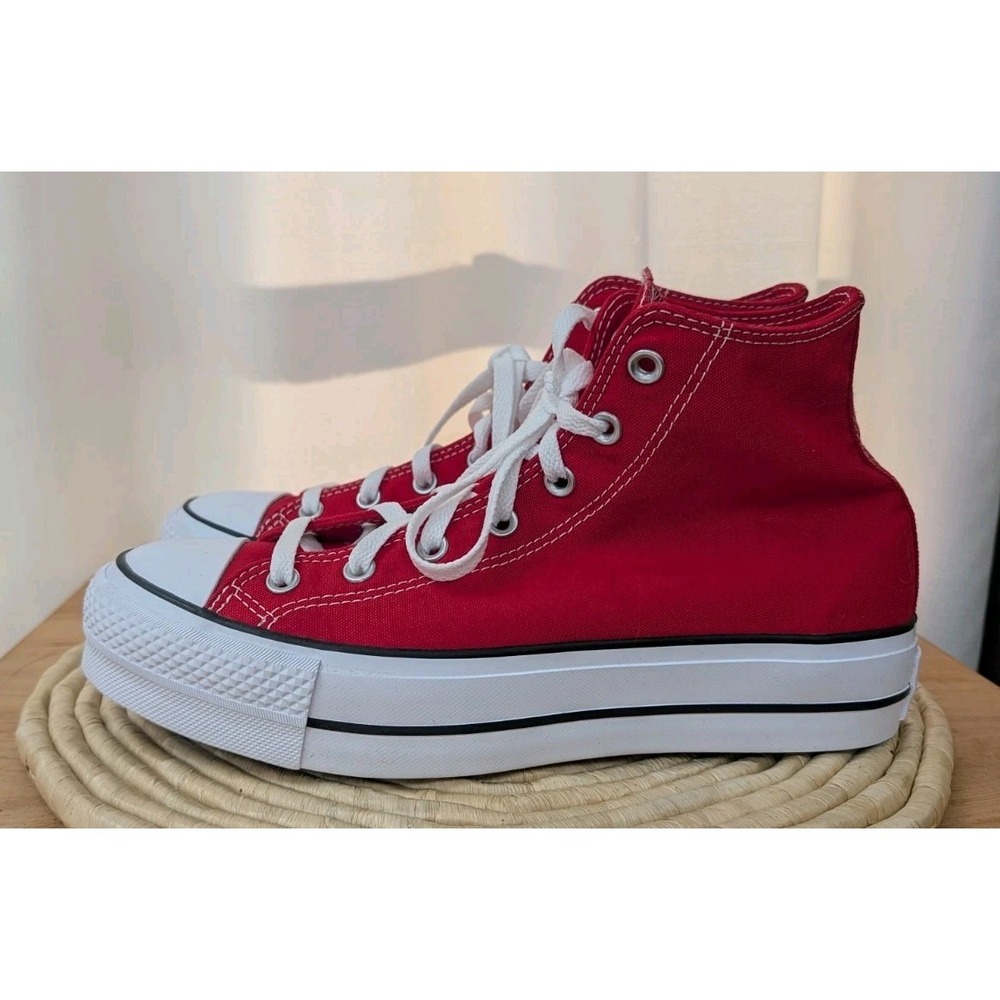 Converse All Star Chuck Taylor Sneakers Size 10 Shoes Red Canvas Lace High Top - Picture 3 of 15